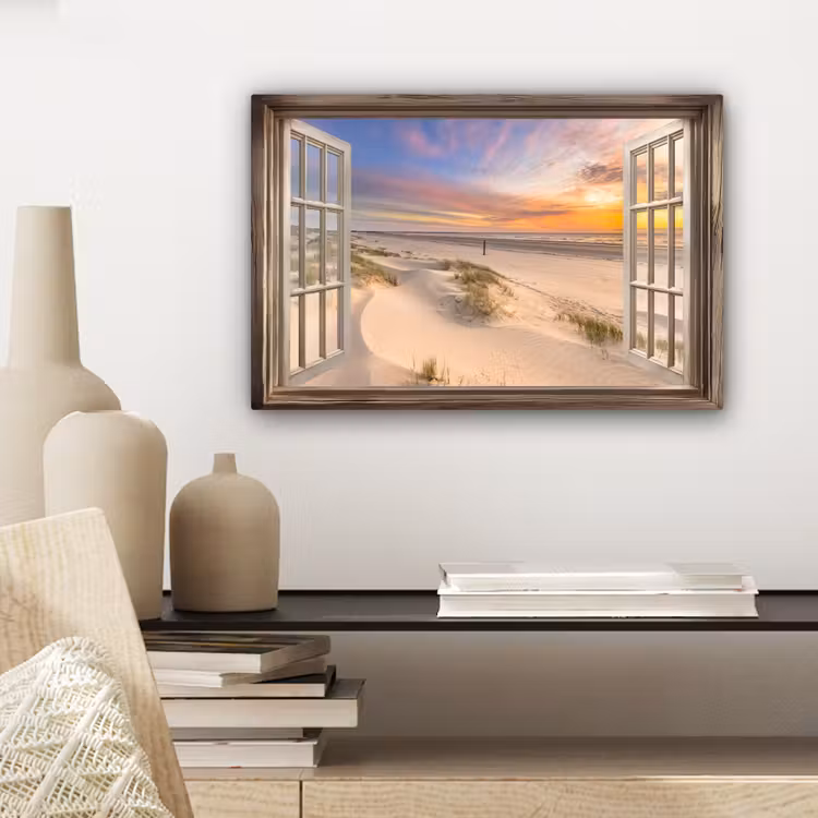 Canvas schilderij - Doorkijk - Strand - Duinen - Natuur - Landschap — 3