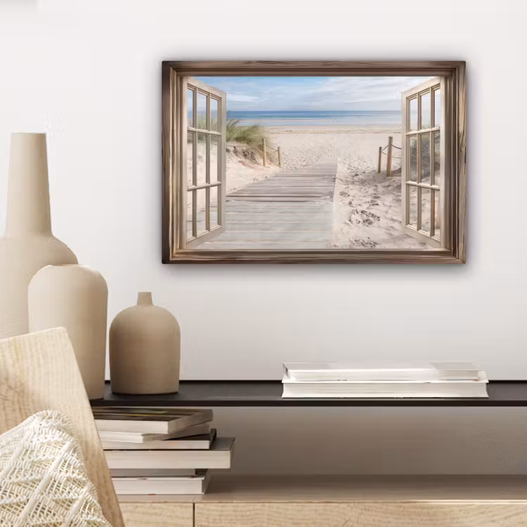 Canvas schilderij - Doorkijk - Strand - Duinen - Pad - Landschap — 3
