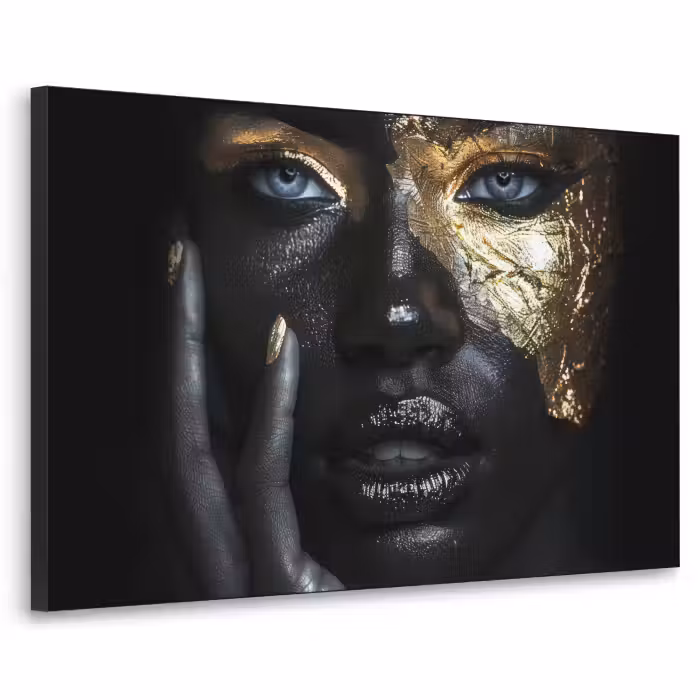 Art Frame - Vrouw - Goud - Portret - Modern - Zwart - Abstract