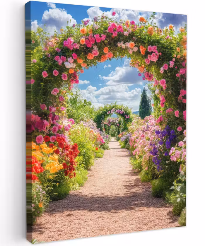Canvas schilderij - Doorkijk - Bloemen - Kleurrijk - Natuur
