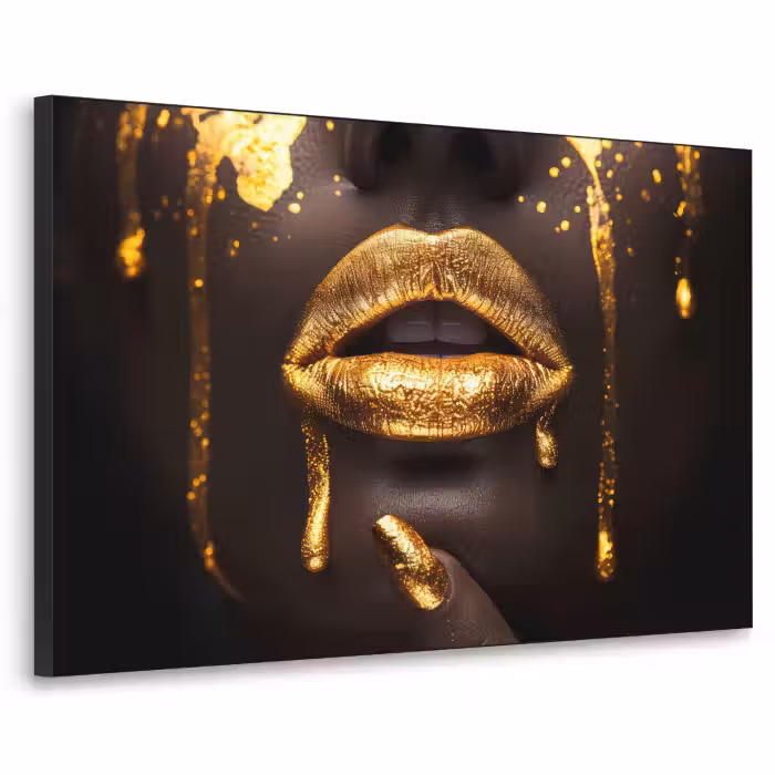 Art Frame - Gouden lippen - Gezicht - Vrouw - Modern