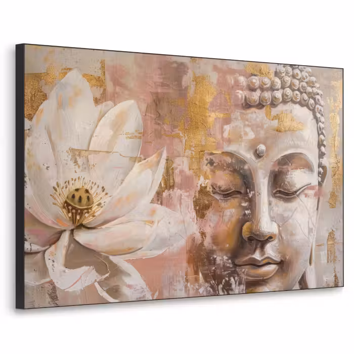 Art Frame - Buddha - Bloem - Goud - Roze - Abstract