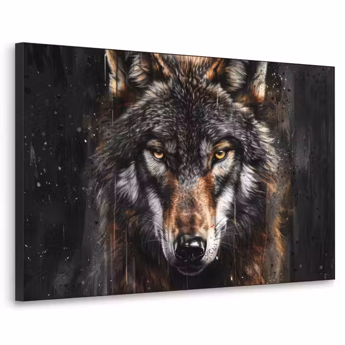 Art Frame - Dieren - Wolf - Portret - Zwart - Bruin