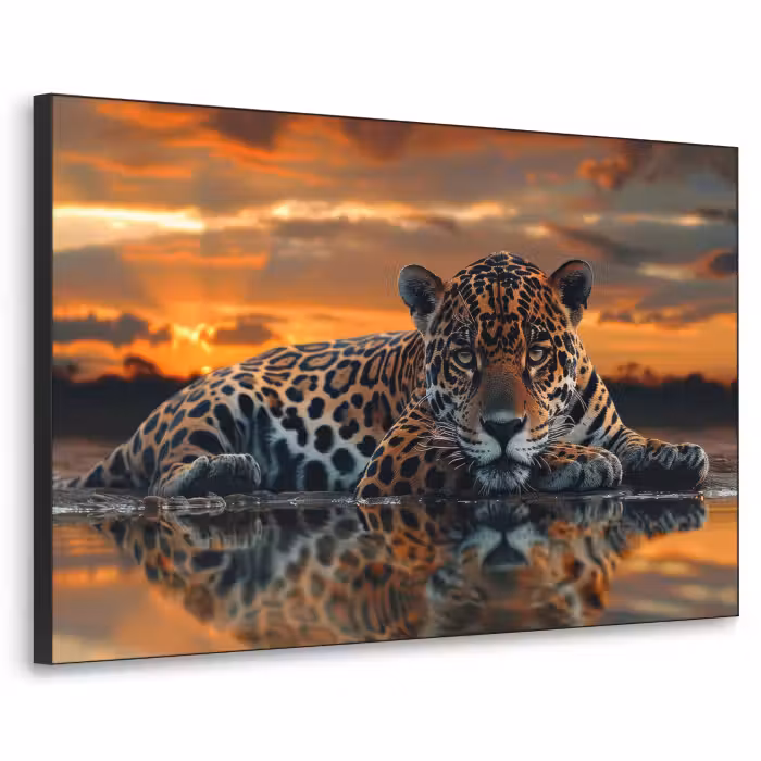 Art Frame - Natuur - Luipaard - Dier - Zonsondergang - Modern