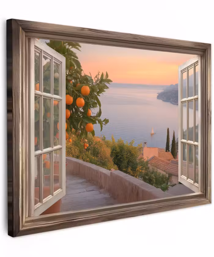 Canvas schilderij - Doorkijk - Uitzicht - Meer - Landschap